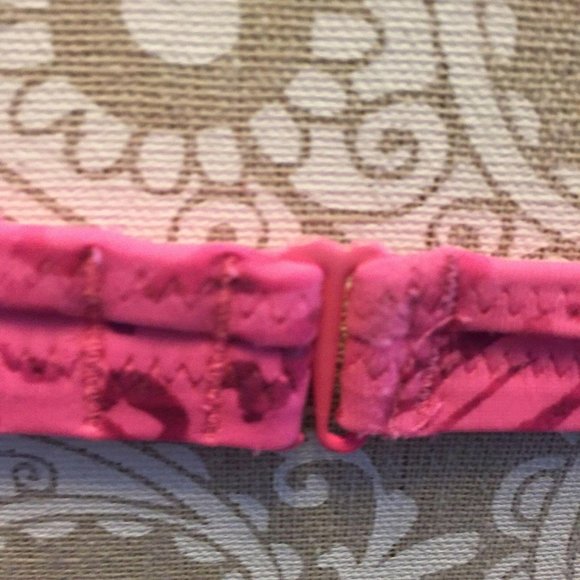 Pink Victoria Secret Swim Halter Top Size L Animal Print Bikini Padded Cups - Picture 7 of 10